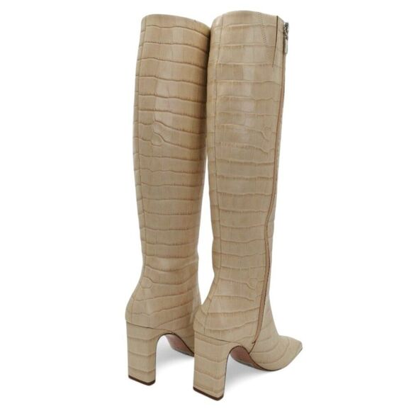Schutz Diasy Size 9 Almond Buff Crocodile Embossed Leather Western Tall Boot - Picture 11 of 14